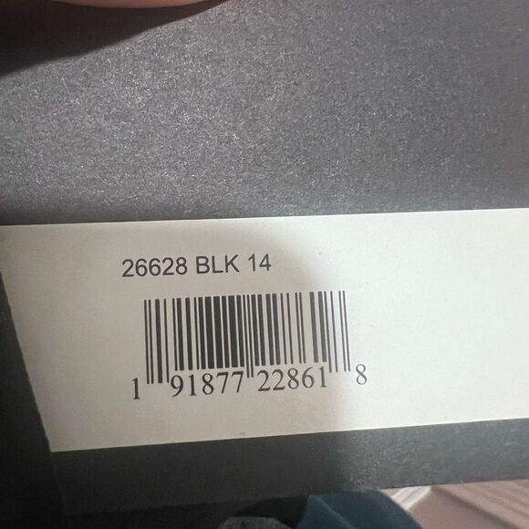 NWT Ieena for Mac Duggal Black Satin Lapel Puff Sleeve Tea Length Dress size 14 - Picture 5 of 16